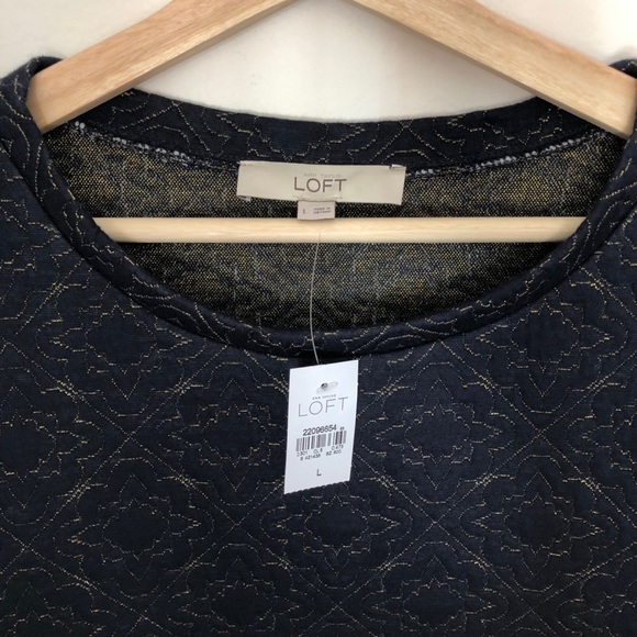 LOFT NWT Navy Gold Stitched Sweatshirt - Picture 5 of 6